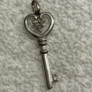 Sterling and diamond key pendant vintage